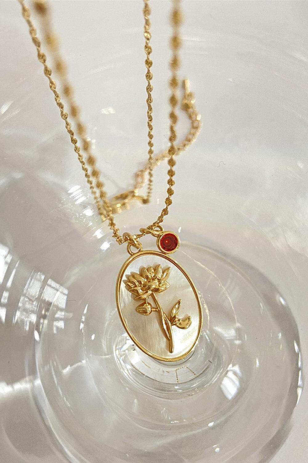 Flower Shell Pendant Copper Necklace - Trendsi - Flyclothing LLC