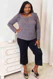 Double Take Square Neck Ruffle Shoulder Long Sleeve T-Shirt - Trendsi - Flyclothing LLC