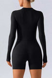 Half Zip Long Sleeve Active Romper - Trendsi - Flyclothing LLC