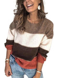 Color Block Round Neck Sweater - Trendsi - Flyclothing LLC