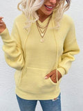 Drawstring Dropped Shoulder Hooded Sweater - Trendsi