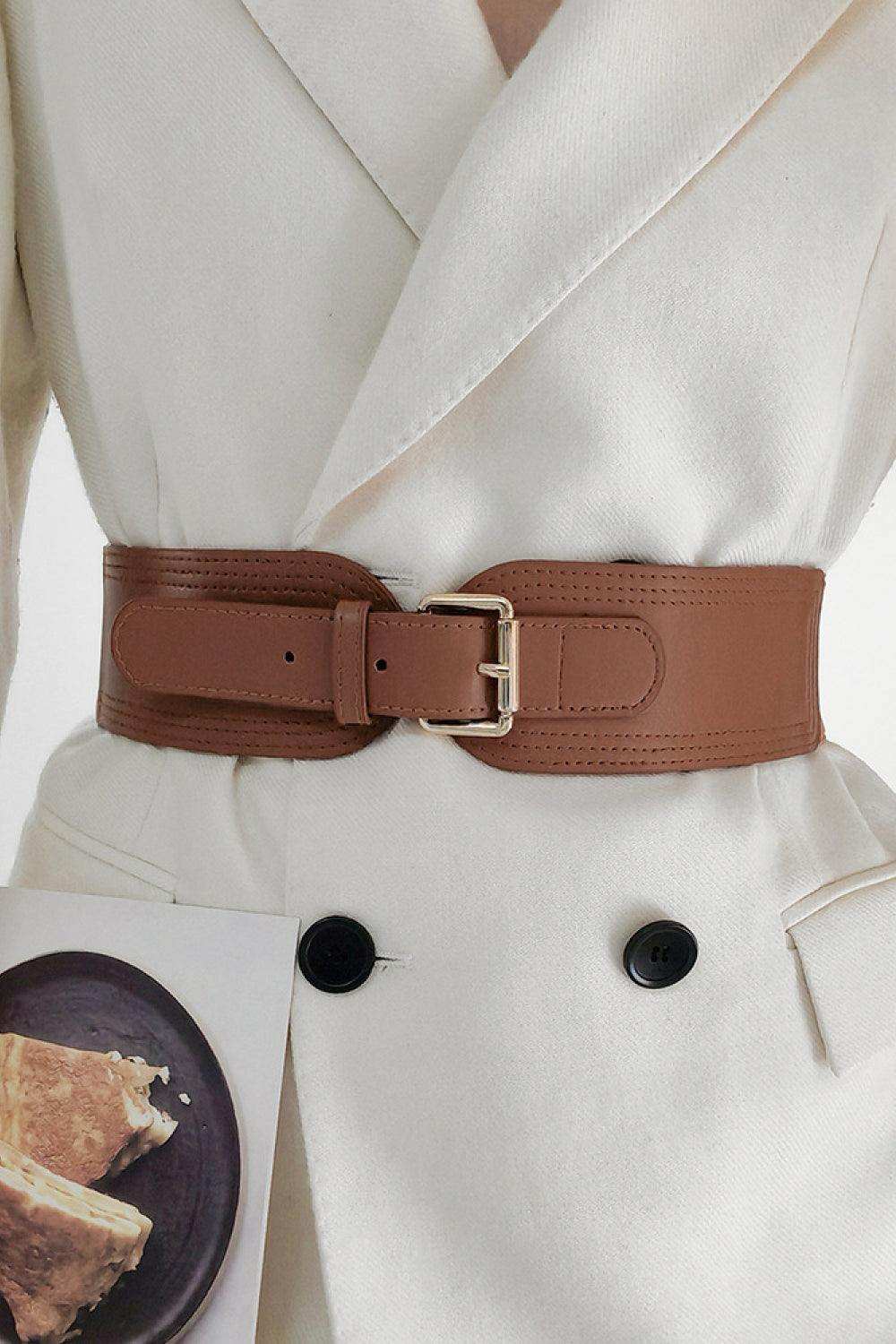 Elastic Wide PU Belt - Trendsi - Flyclothing LLC