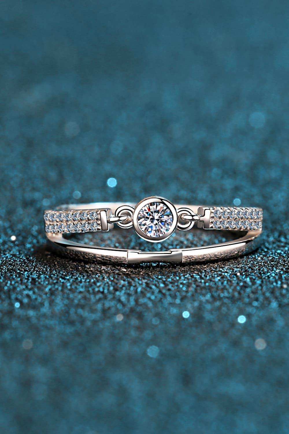 Moissanite Cutout Rhodium-Plated Ring - Trendsi - Flyclothing LLC