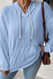 Textured Drawstring Kangaroo Pocket Hoodie - Trendsi - Flyclothing LLC