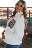 Half Zip Leopard Contrast Long Sleeve Sweatshirt - Trendsi - Flyclothing LLC