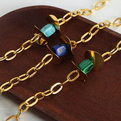 Natural Stone Pendant Titanium Steel Necklace - Trendsi