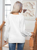 Cable-Knit Round Neck Buttoned Sweater - Trendsi - Flyclothing LLC