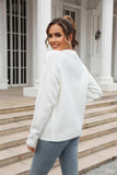 Round Neck Ribbed Long Sleeve Sweater - Trendsi - Flyclothing LLC