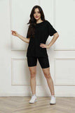 Round Neck Short Sleeve T-Shirt and Shorts Set - Trendsi - Flyclothing LLC
