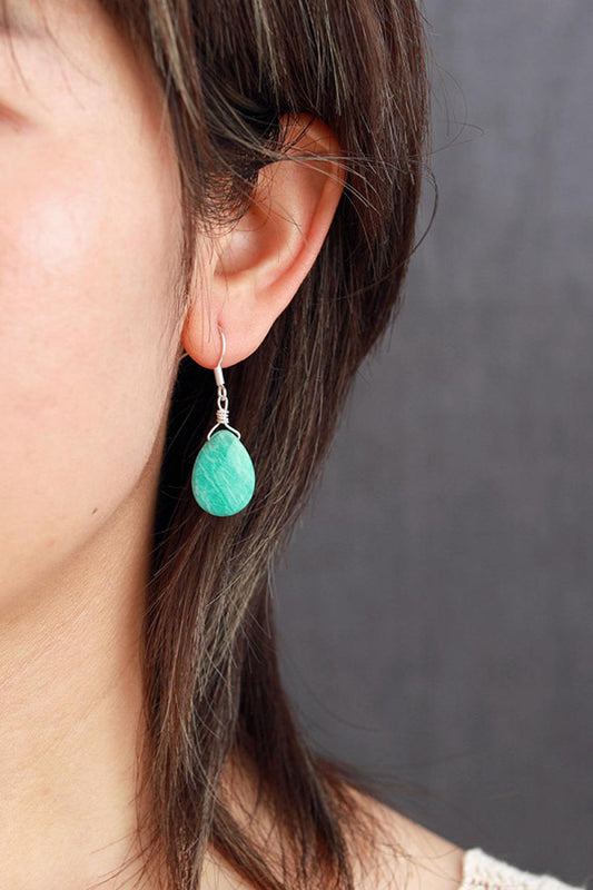 Handmade Natural Stone Teardrop Earrings - Trendsi