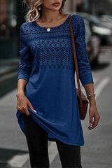 Printed Round Neck Long Sleeve T-Shirt - Trendsi