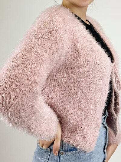 Tied Open Front Dropped Shoulder Cardigan - Trendsi - Flyclothing LLC