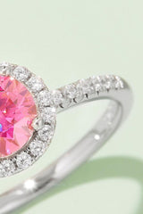 1 Carat Moissanite 925 Sterling Silver Halo Ring - Trendsi