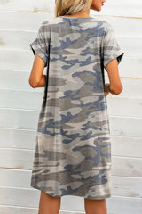 Scoop Neck Short Sleeve Pocket Dress - Trendsi - Flyclothing LLC