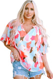 Printed Notched Neck Half Sleeve Blouse - Trendsi - Flyclothing LLC