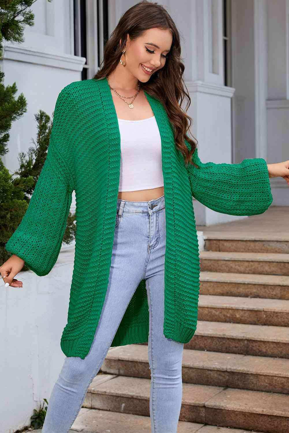 Open Front Longline Cardigan - Trendsi - Flyclothing LLC