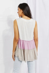 White Birch Full Size Watching the Sunset Color Block Babydoll Top - Trendsi - Flyclothing LLC
