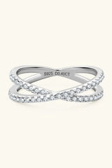 Moissanite 925 Sterling Silver Crisscross Ring - Trendsi - Flyclothing LLC