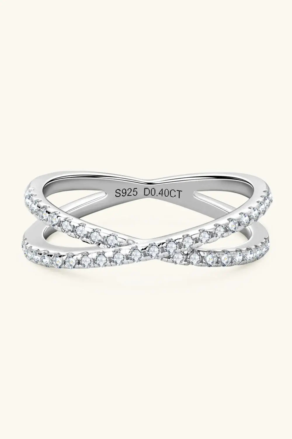 Moissanite 925 Sterling Silver Crisscross Ring - Trendsi - Flyclothing LLC