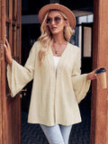 Eyelet Bell Sleeve Cardigan - Trendsi - Flyclothing LLC