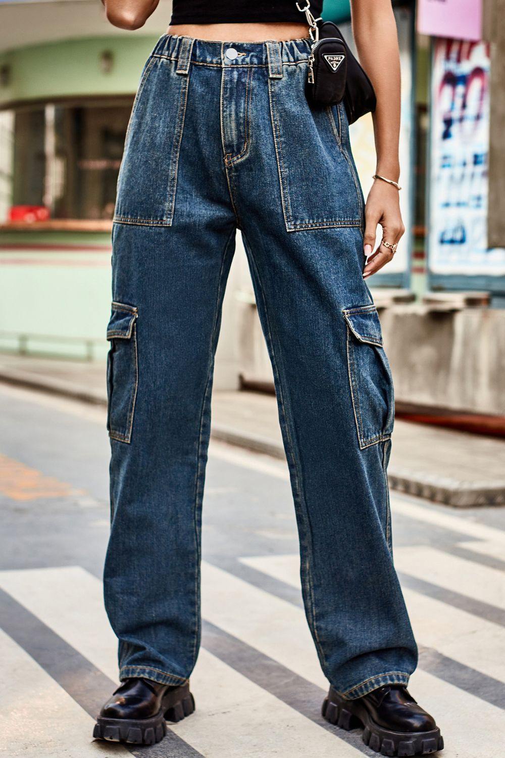 Loose Fit Long Pants with Pockets - Trendsi
