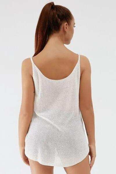Scoop Neck Spaghetti Strap Knit Cami - Trendsi - Flyclothing LLC
