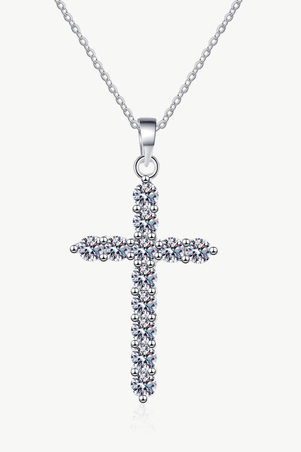 Moissanite Cross Pendant Chain Necklace - Flyclothing LLC