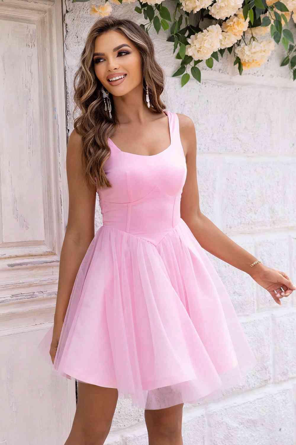 Wide Strap Mesh Dress - Trendsi - Flyclothing LLC