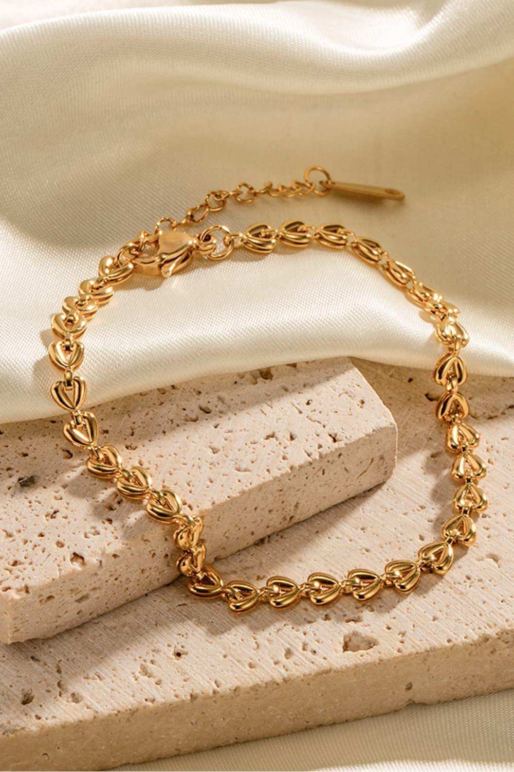 Heart Chain Lobster Clasp Bracelet - Trendsi - Flyclothing LLC
