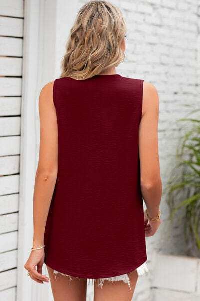 Texture V-Neck Sleeveless Top - Trendsi - Flyclothing LLC