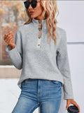 Spliced Plaid Quarter-Snap Mock Neck Top - Trendsi - Flyclothing LLC