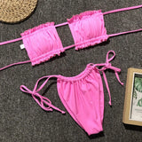 Frill Trim Ruched Bikini Set - Trendsi - Flyclothing LLC