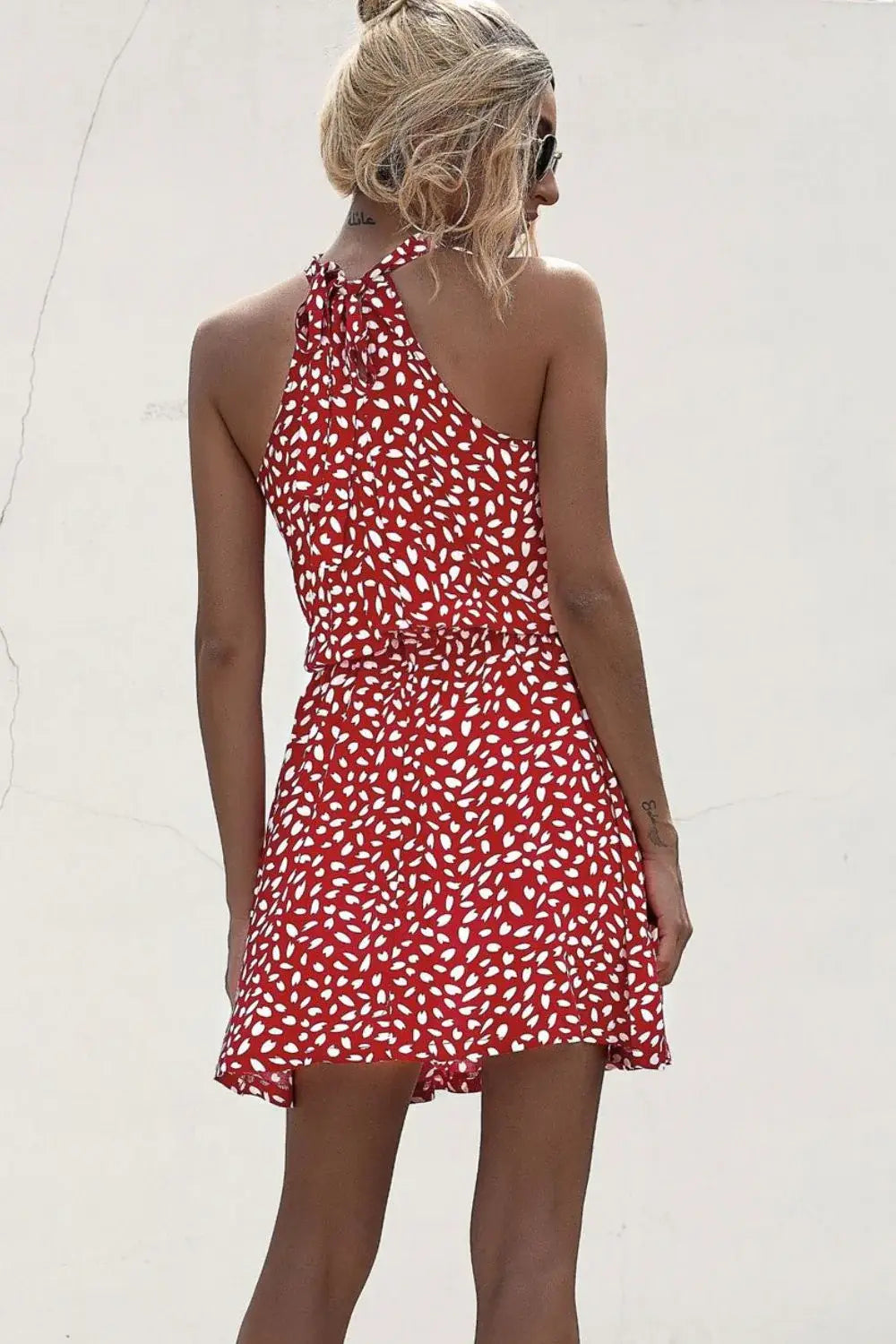 Printed Grecian Neck Mini Dress - Trendsi - Flyclothing LLC