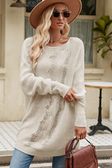 Boat Neck Dropped Shoulder Knit Top - Trendsi - Flyclothing LLC