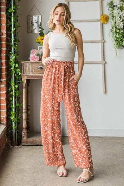 Heimish Full Size Printed Tied Straight Casual Pants - Trendsi - Flyclothing LLC