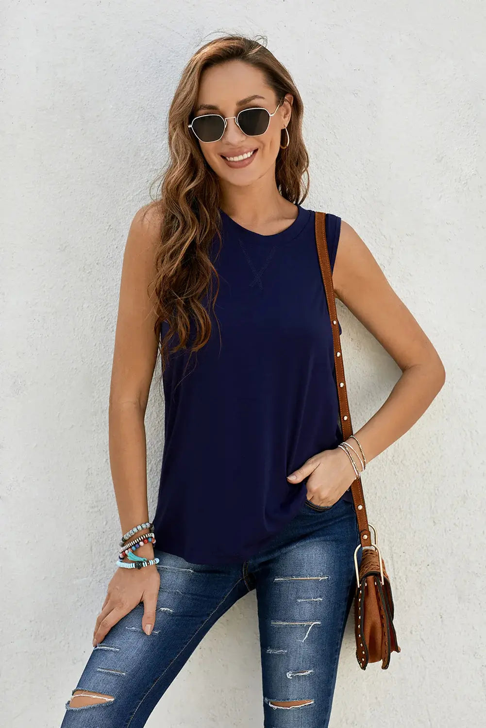Round Neck Tank - Trendsi - Flyclothing LLC