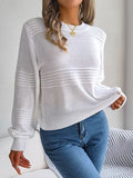 Round Neck Long Sleeve Sweater - Trendsi