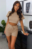 Short Sleeve Cropped Top and Drawstring Shorts Lounge Set - Trendsi - Flyclothing LLC