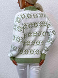 Snowflake Pattern Mock Neck Sweater - Trendsi