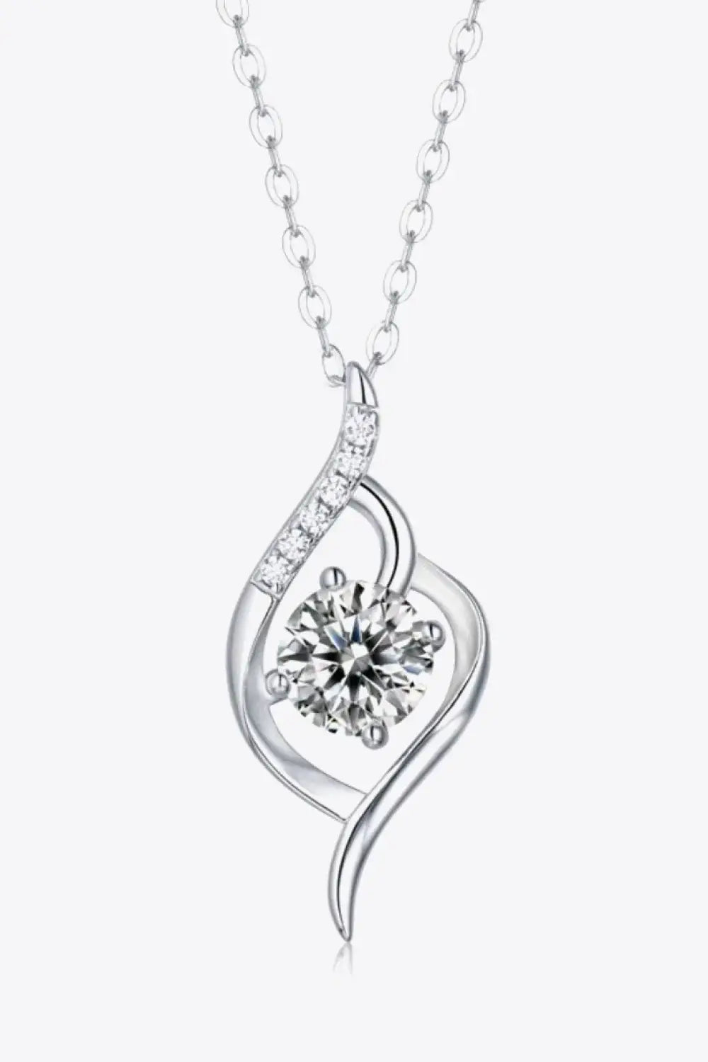 Platinum-Plated 1 Carat Moissanite Pendant Necklace - Trendsi - Flyclothing LLC