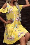 Floral Round Neck Cold-Shoulder Dress - Trendsi
