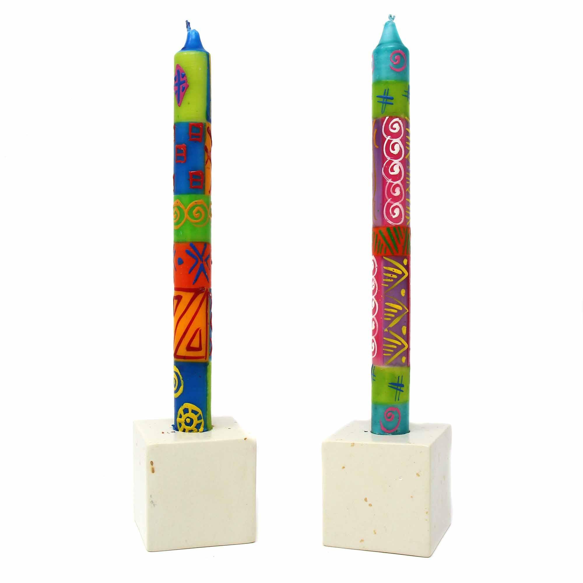 Hand-Painted Dinner Candles, Pair (Shahida Design) - Nobunto