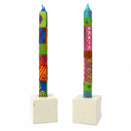 Hand-Painted Dinner Candles, Pair (Shahida Design) - Nobunto