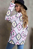 Geometric V-Neck Long Sleeve T-Shirt - Trendsi - Flyclothing LLC