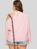 Plus Size Cold-Shoulder Round Neck Blouse - Trendsi