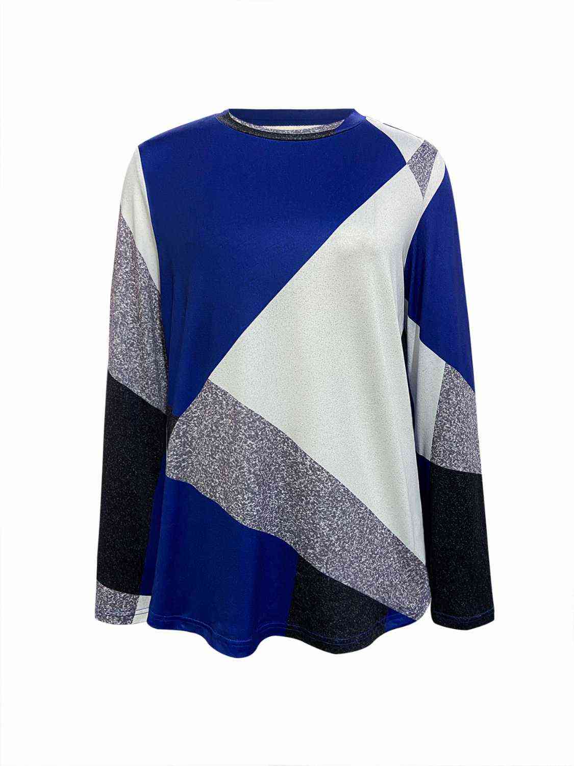 Color Block Round Neck T-Shirt - Trendsi - Flyclothing LLC