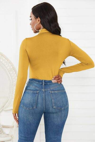 Turtleneck Long Sleeve Bodysuit - Trendsi - Flyclothing LLC