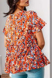 Plus Size Floral Round Neck Tiered Blouse - Trendsi - Flyclothing LLC