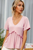 Frill Trim Short Sleeve Tee - Trendsi - Flyclothing LLC
