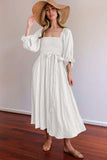Smocked Square Neck Flounce Sleeve Dress - Trendsi - Flyclothing LLC